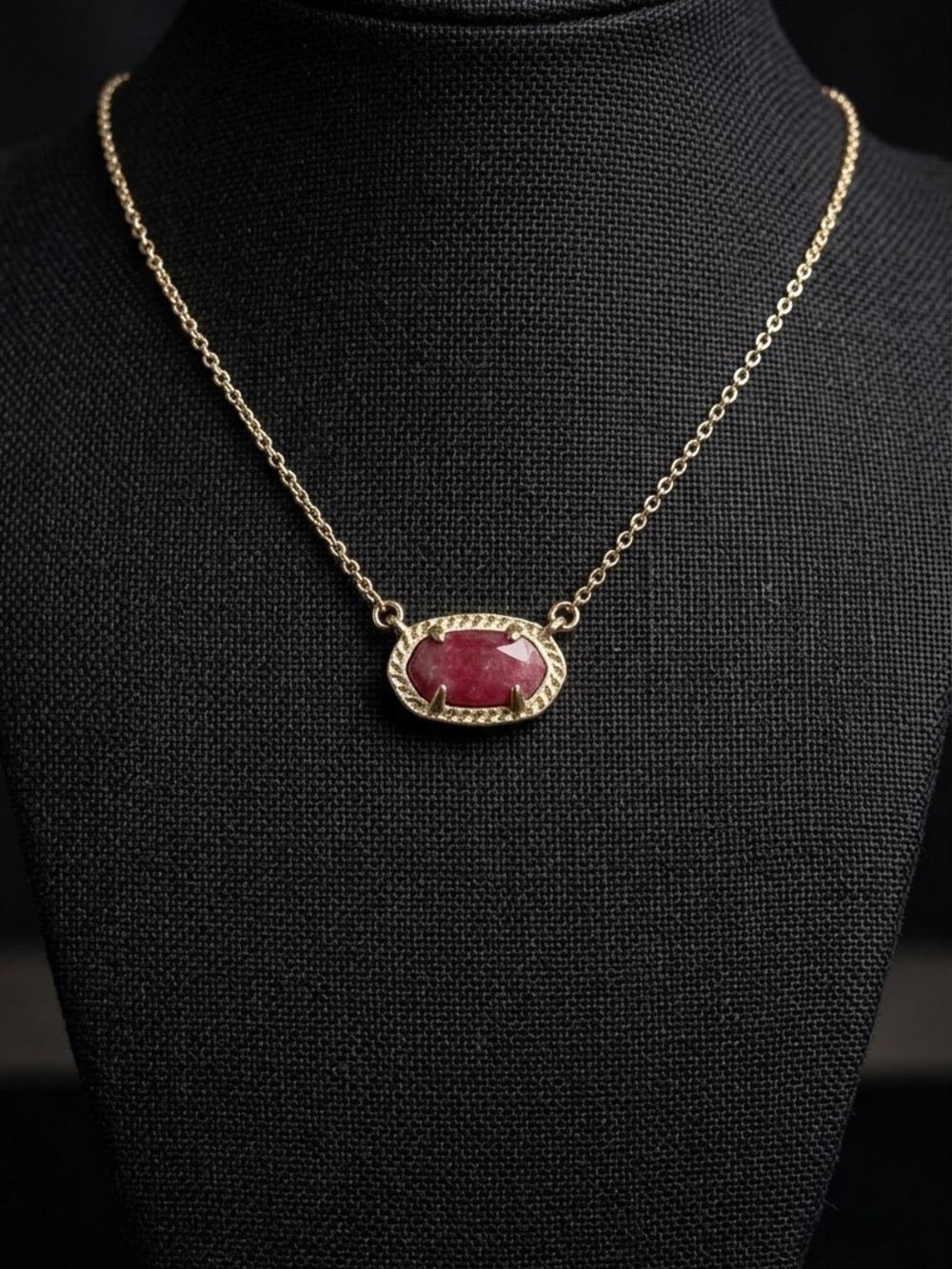 Kendra Scott Ember Pink Rhodonite Necklace Gold Plated 0606